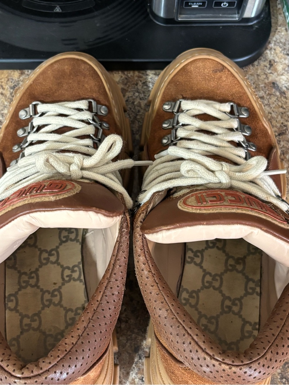 GUCCI “BRICK RED” FLASHTREK SNEAKERS SIZE 7.5 MENS MADE IN ITALY 100% AUTHENTIC - Picture 7 of 16